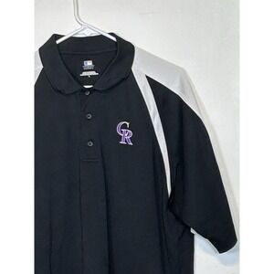 MLB  Men's Colorado Rockies Baseball, Polo Shirt Size Large Purple Gray & Black
